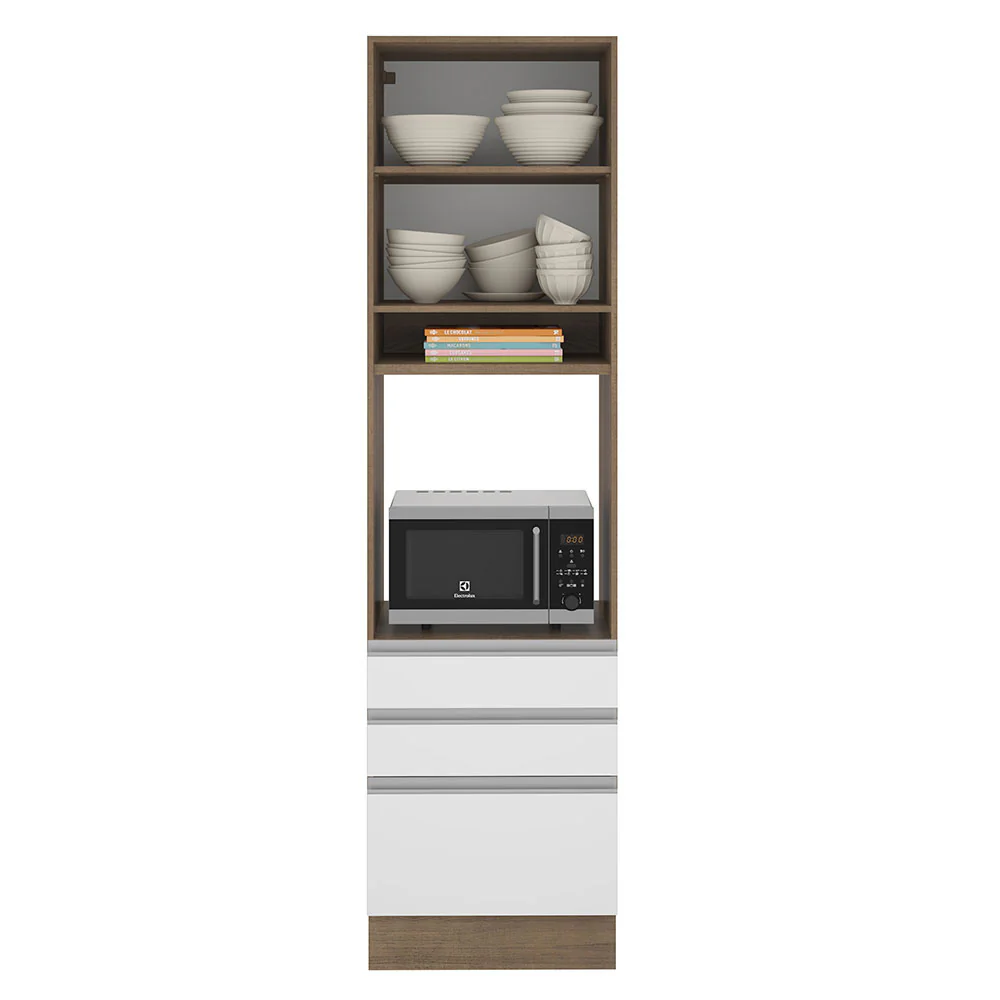 Torre Quente Madesa Glamy 60 cm 1 Porta 3 Gavetas Rustic/Branco - Image 3