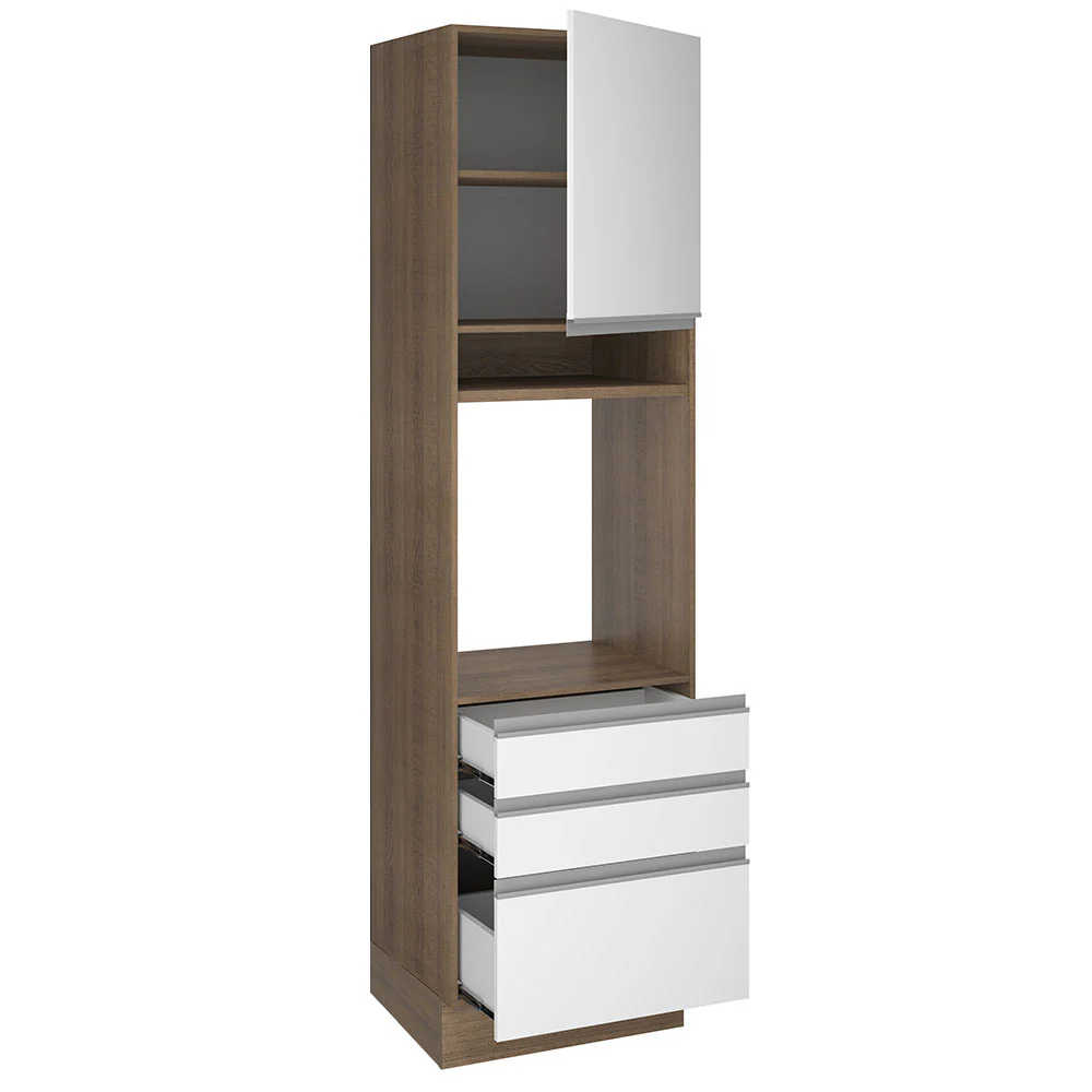 Torre Quente Madesa Glamy 60 cm 1 Porta 3 Gavetas Rustic/Branco - Image 4