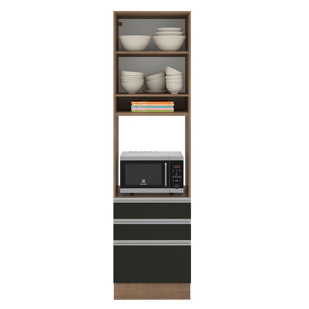 Torre Quente Madesa Glamy 60 x 60 cm 1 Porta 3 Gavetas Rustic/Preto - Image 3