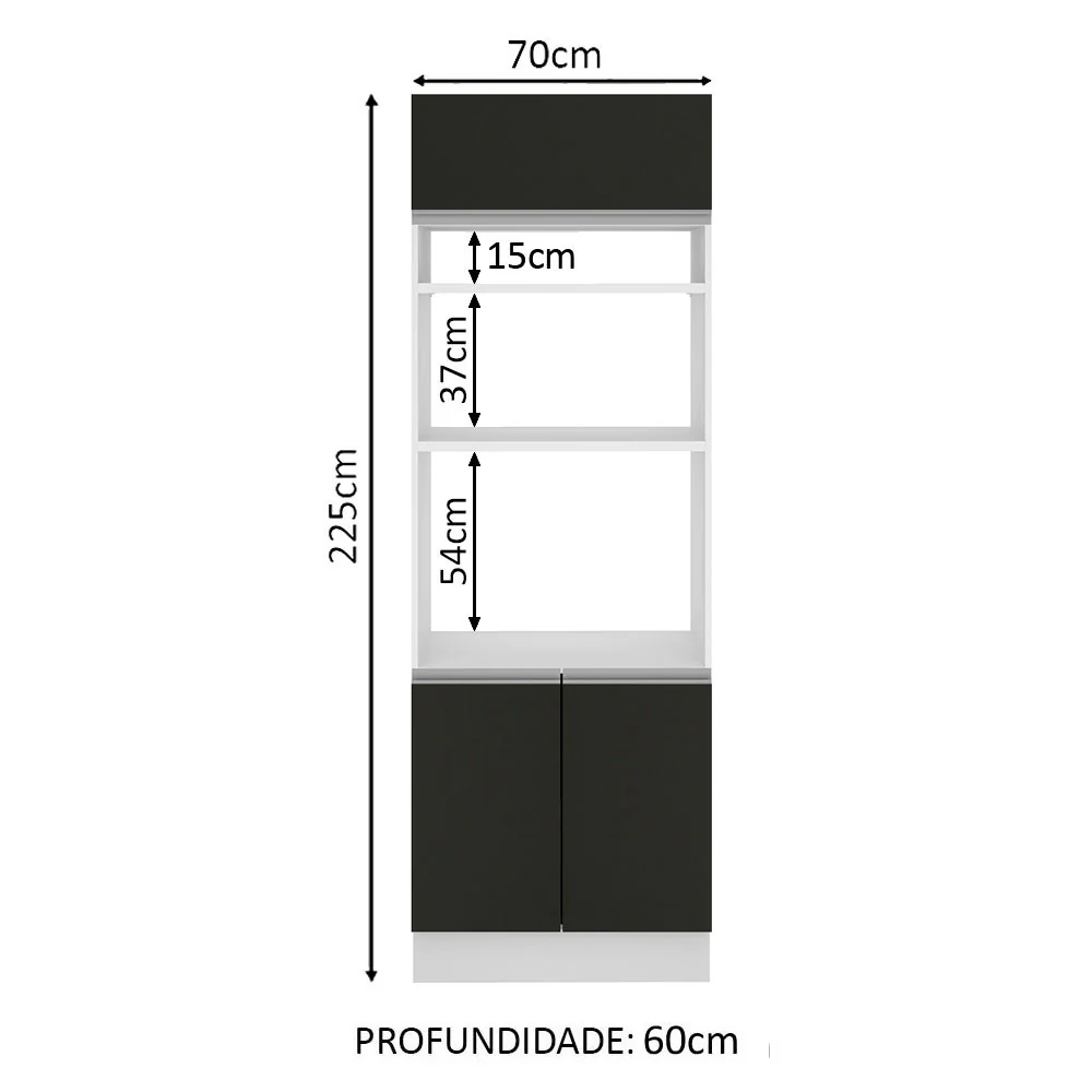 Torre Quente Madesa Glamy 70 x 60 cm 3 Portas Branco/Preto - Image 2