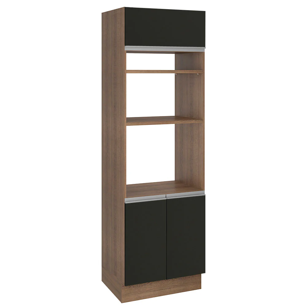 Torre Quente Madesa Glamy 70 cm 3 Portas Rustic/Preto