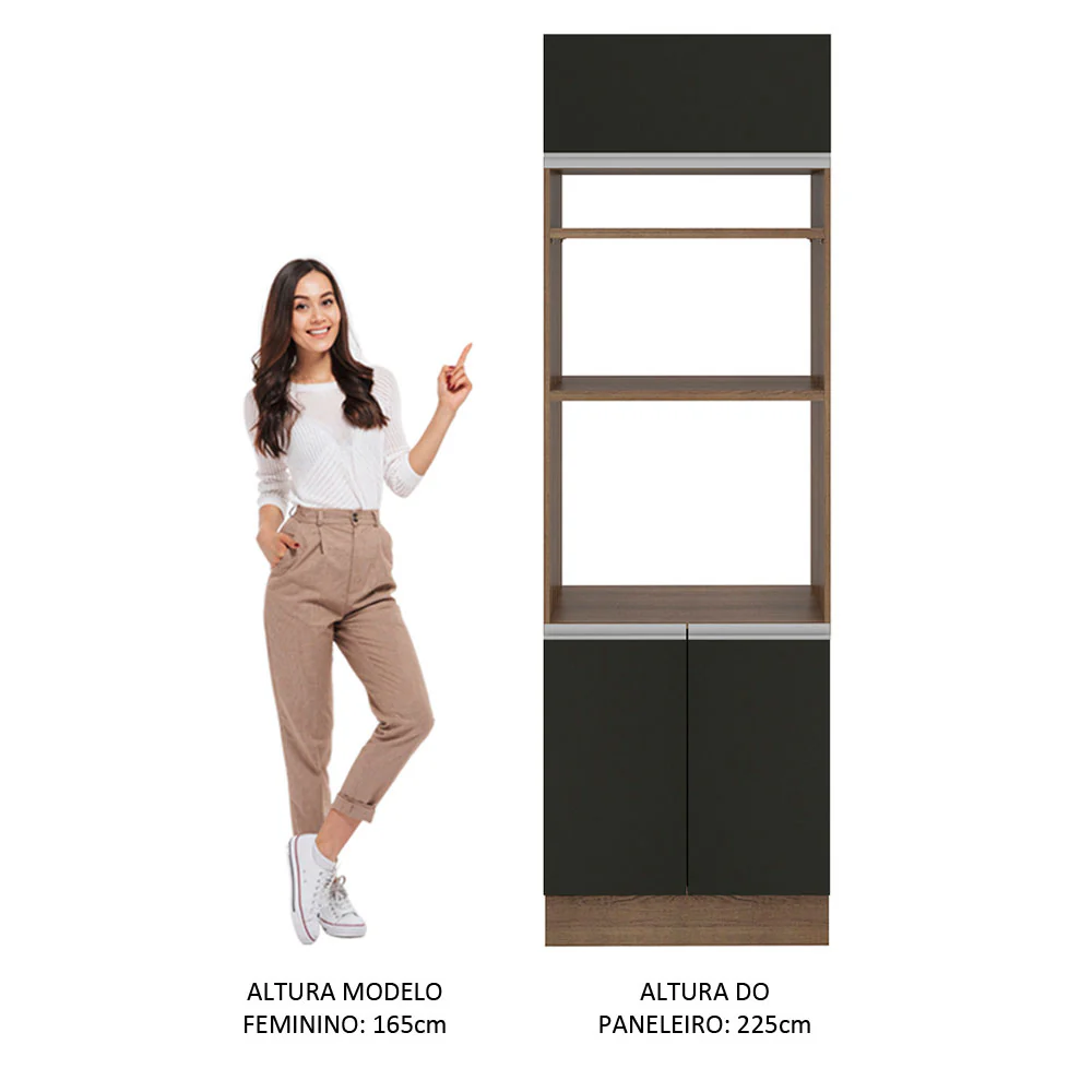 Torre Quente Madesa Glamy 70 cm 3 Portas Rustic/Preto - Image 5