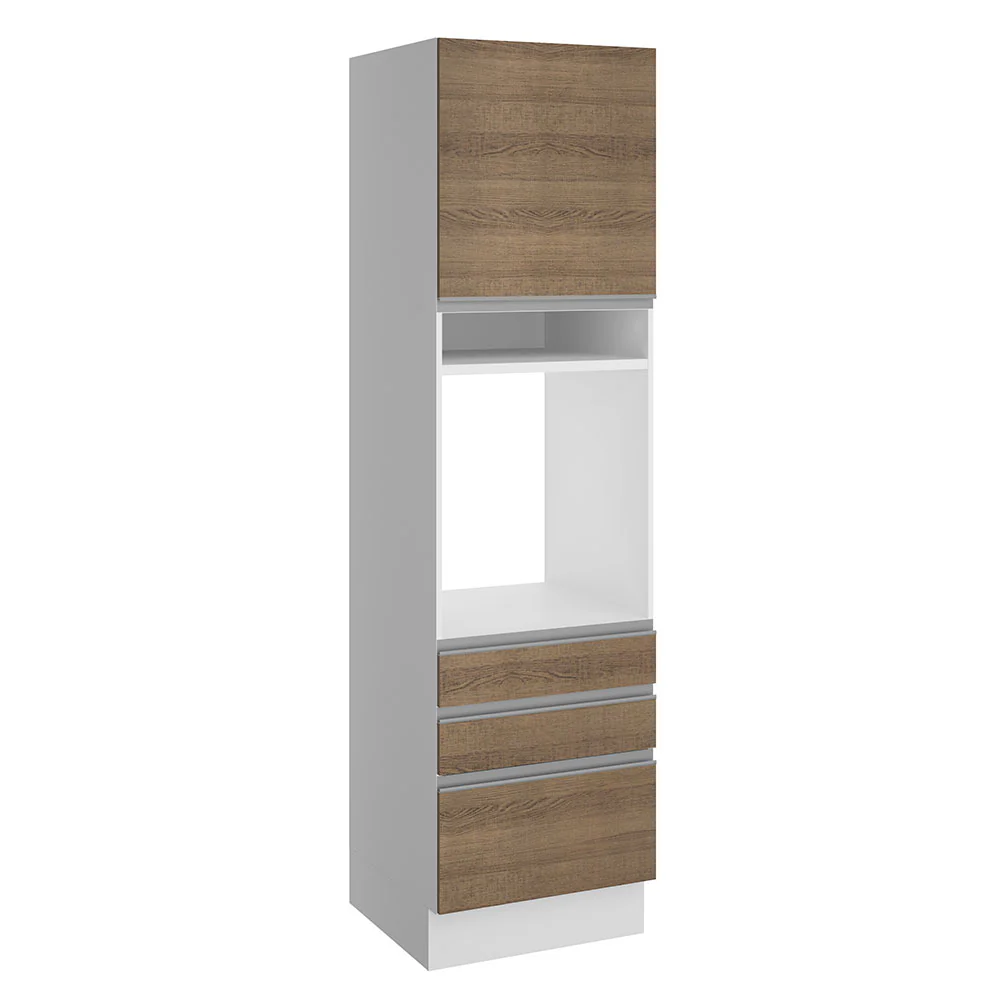 Torre Quente Madesa Glamy 60 cm 1 Porta 3 Gavetas Branco/Rustic