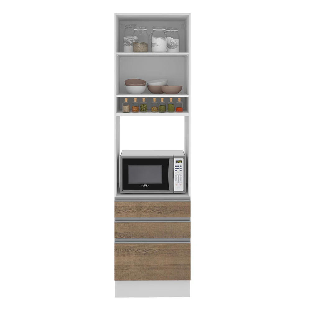 Torre Quente Madesa Glamy 60 cm 1 Porta 3 Gavetas Branco/Rustic - Image 3
